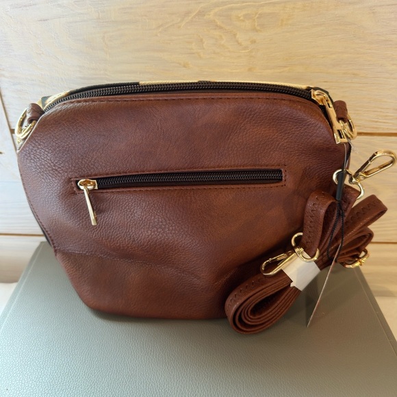 Alba Black and Brown Patterned Vegan Leather Crossbody Bag - Picture 3 of 10